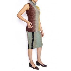 Jacquard Sleeveless Roll Neck Top